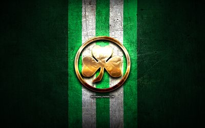 2 Greuther Furth FC, altın logo, Bundesliga, yeşil metal arka plan, futbol, SpVgg Greuther Furth, Alman Futbol Kul&#252;b&#252;, Greuther Furth logo, Almanya