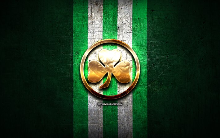 Greuther Furth FC, ouro logotipo, Bundesliga 2, metal verde de fundo, futebol, SpVgg Greuther Furth, alem&#227;o clube de futebol, Greuther Furth logotipo, Alemanha