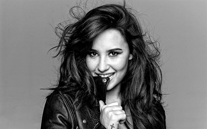 Demi Lovato, 肖像, モノクロ, 驚, アメリカの歌手, 人気のアメリカの歌手, 世界星, Demetria Devonne Lovato