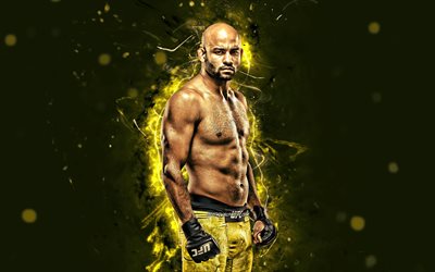 Warlley Alves, 4k, yellow neon lights, Brazilian fighters, MMA, UFC, female fighters, Mixed martial arts, Warlley Alves 4K, UFC fighters, MMA fighters, Warlley Alves Andrade