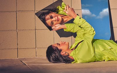 سيلينا غوميز, 2019, النجوم, المشاهير الأمريكيين, سيلينا ماري غوميز, الجمال, المغني الأمريكي, امرأة سمراء, البدلة الخضراء, سيلينا غوميز التقطت الصور