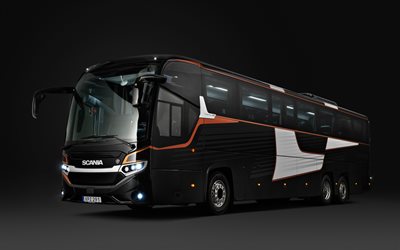 Scania Interlink HD, 4k, studio, 2019 &#244;nibus, de transporte de passageiros, &#212;nibus Scania, Scania