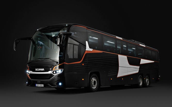 Scania Interlink HD, 4k, estudio, 2019 autobuses, transporte de pasajeros, Autobuses Scania Scania