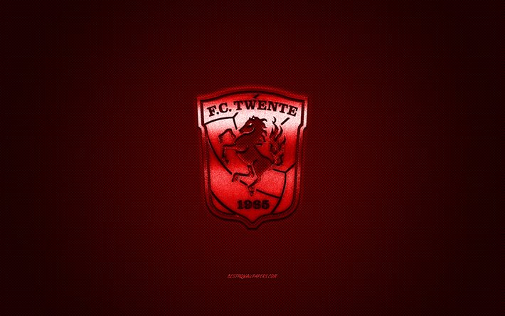 Le FC Twente, n&#233;erlandais club de football, Eredivisie, logo rouge, rouge de fibre de carbone de fond, football, Enschede, pays-bas, le FC Twente logo