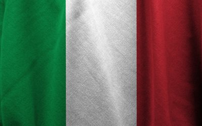 flagge von italien, metall textur, italienische flagge, italien 3d flagge von italien