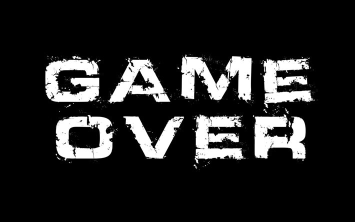 Game Over, grunge texte, cr&#233;atif grunge art, fond noir