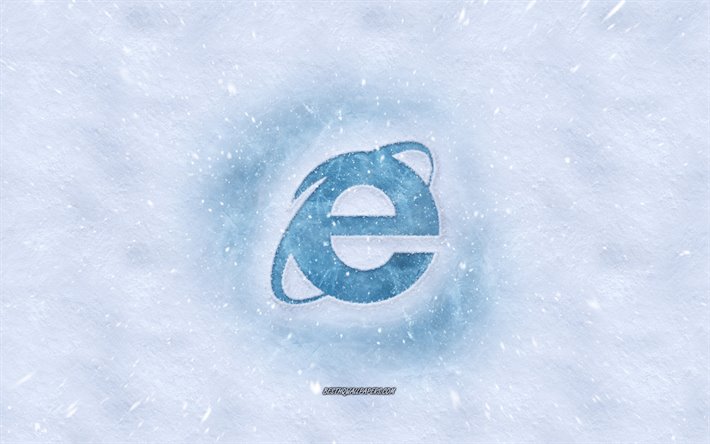 Internet Explorer logo, kış kavramlar, YANİ logo, doku, kar, arka plan, Internet Explorer amblemi, kış sanat, İnternet Explorer