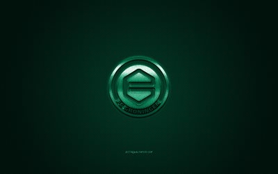 FC Groningen holand&#233;s club de f&#250;tbol de la Eredivisie, logotipo verde, verde de fibra de carbono de fondo, f&#250;tbol, Groeningen, pa&#237;ses Bajos, el FC Groningen logotipo