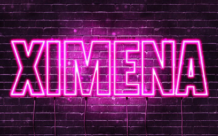 Descargar fondos de pantalla Ximena, 4k, fondos de pantalla con los  nombres, los nombres femeninos, Ximena nombre, púrpura luces de neón, el  texto horizontal, imagen con el nombre Ximena libre. Imágenes fondos