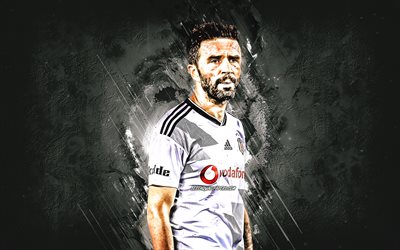 Gokhan Gonul, Besiktas, turco jogador de futebol, retrato, pedra branca, fundo, A turquia, futebol