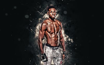 Randy Brown, 4k, white neon lights, american fighters, MMA, UFC, Mixed martial arts, Randy Brown 4K, UFC fighters, MMA fighters, Rude Boy