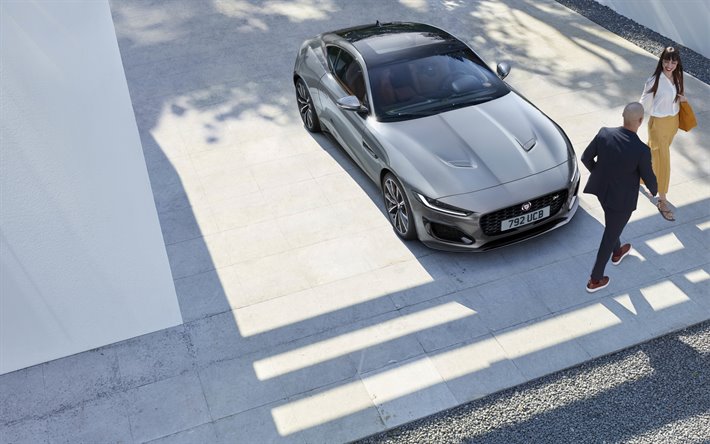 Jaguar F-Type R Coup&#233;, 2019, esterno, grigio sport coup&#233;, nuovo grigio F-Type, lusso, auto sportive, sportive Inglesi, Jaguar