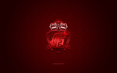 gyeongnam fc, south korean football club, k-league 1, rotes logo, rote kohlenstoff-faser-hintergrund, fu&#223;ball, changwon, s&#252;d-korea gyeongnam fc-logo