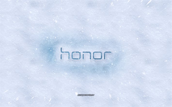 Honor logotipo, invierno conceptos, la textura de la nieve, la nieve de fondo, emblema de Honor, de invierno, de arte, de Honor