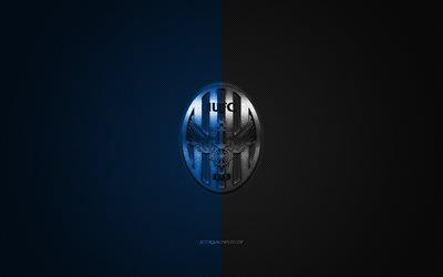 incheon united fc, south korean football club, k-league 1, blau, schwarz, logo blau, carbon-faser-hintergrund, fu&#223;ball, incheon, s&#252;d-korea, incheon united-logo