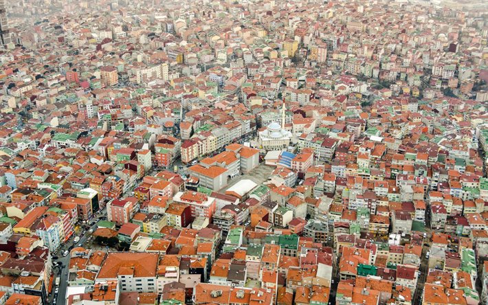 Istambul, ruas, telhados das casas, edif&#237;cios, paisagem urbana, A turquia