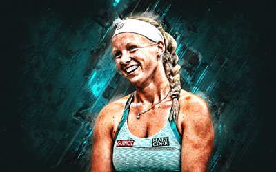 Kiki Bertens, Dutch tennis player, WTA, portrait, blue stone background, creative background, tennis