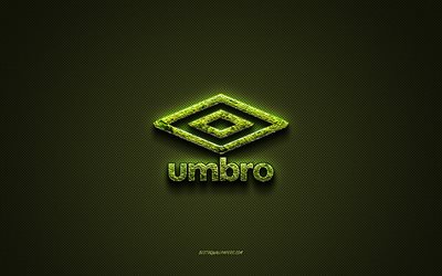 Logotipo da Umbro, logotipo criativo verde, logotipo da arte floral, emblema da Umbro, textura de fibra de carbono verde, Umbro, arte criativa