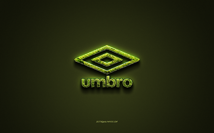 Logo Umbro, logo creativo verde, logo arte floreale, emblema Umbro, trama in fibra di carbonio verde, Umbro, arte creativa