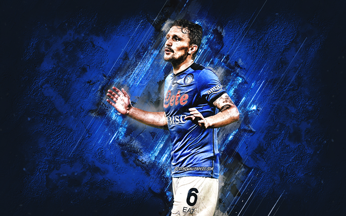 Mario Rui, Napoli, Portuguese footballer, portrait, blue stone background, Serie A, Italy, football