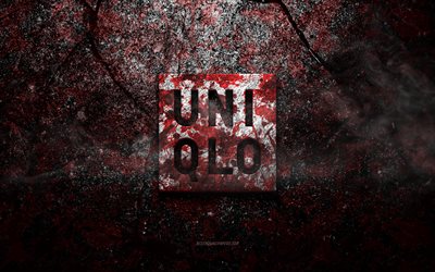 Uniqlo logo, grunge art, Uniqlo stone logo, red stone texture, Uniqlo, grunge stone texture, Uniqlo emblem, Uniqlo 3d logo