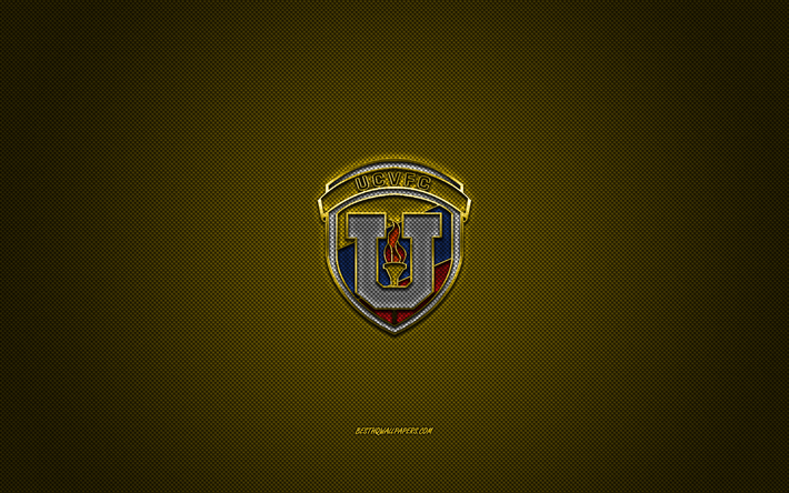 Universidad Central de Venezuela FC, Venezuelan jalkapalloseura, keltainen logo, keltainen hiilikuitu tausta, Venezuelan Primera Division, jalkapallo, Caracas, Venezuela, Universidad Central de Venezuela FC logo