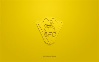 Llaneros FC, logotipo 3D criativo, fundo amarelo, seleção venezuelana de futebol, Divisão Primera da Venezuela, Villavicencio, Venezuela, arte 3D, futebol, logotipo 3D Llaneros FC