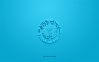 Gran Valencia Maracay FC, creative 3D logo, blue background, Venezuelan football team, Venezuelan Primera Division, Valencia, Venezuela, 3d art, football, Gran Valencia Maracay FC 3d logo
