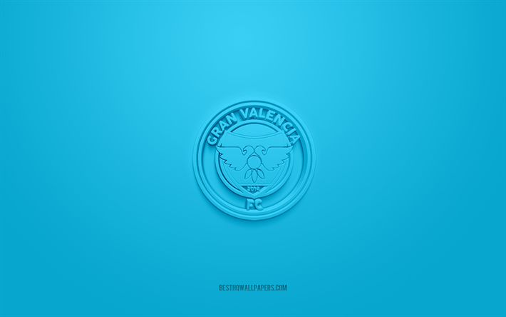 Gran Valencia Maracay FC, logotipo 3D criativo, fundo azul, sele&#231;&#227;o venezuelana de futebol, primeira divis&#227;o venezuelana, Val&#234;ncia, Venezuela, arte 3D, futebol, logotipo 3D do Gran Valencia Maracay FC