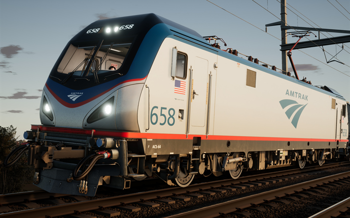 Train Sim World 2020, Amtrak 658, Electric Locomotive, AMTK 658, USA, Train Simulator, Railroad