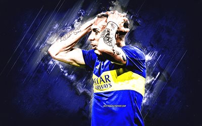 Norberto Briasco, Boca Juniors, armenialainen jalkapalloilija, muotokuva, sininen kivi tausta, Argentiina