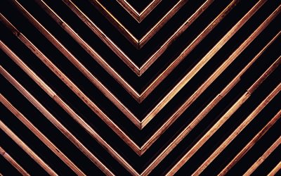 木製の矢印パターン, 4k, マクロ, 木製の背景, 木の線, 矢印の付いた背景, 木製のテクスチャ, 木の矢