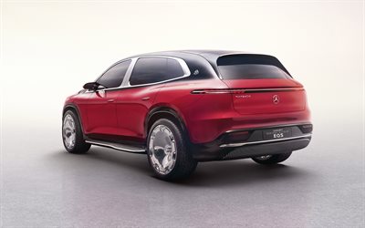 2021, Mercedes-Maybach EQS SUV Concept, 4k, rear view, exterior, luxury electric cars, new red EQS, German electric cars, Mercedes