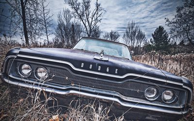 Abandoned Dodge Charger, retro cars, 1966 cars, muscle cars, HDR, 1966 Dodge Charger, old cars, Dodge Charger, Dodge
