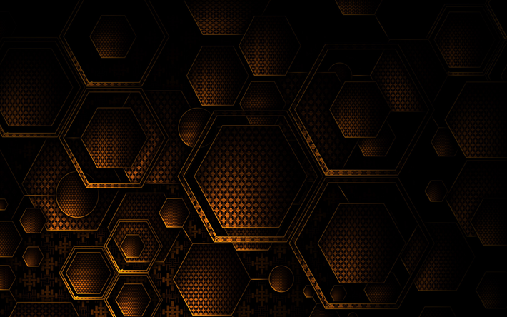 yellow 3D hexagons, 4k, creative, hexagons 3D texture, hexagons patterns, hexagons textures, 3D textures, 3D backgrounds, 3D hexagons