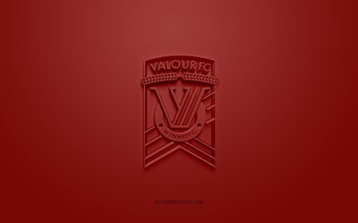 Valor FC, yaratıcı 3D logo, mor arka plan, Kanada Premier Ligi, CPL, 3d amblem, Kanada Futbol Kulübü, Kanada, 3d sanat, futbol, Valor FC 3d logo