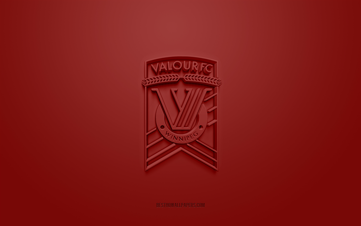 Valor FC, yaratıcı 3D logo, mor arka plan, Kanada Premier Ligi, CPL, 3d amblem, Kanada Futbol Kul&#252;b&#252;, Kanada, 3d sanat, futbol, Valor FC 3d logo