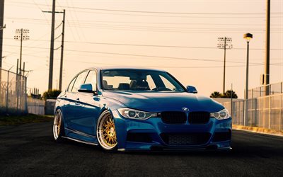 BMW M3, F80, tuning, tie, 2016 autot, blue m3, BMW