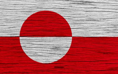 Flag of Greenland, 4k, North America, wooden texture, Greenlandic flag, national symbols, Greenland flag, art, Greenland