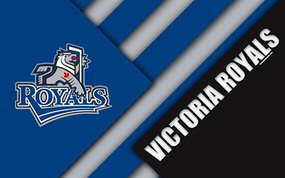 Victoria Royals, WHL, 4K, Kanadalı Hokey Kul&#252;b&#252;, malzeme tasarımı, logo, mavi, siyah, soyutlama, Victoria, Kanada, Batı Hokey Ligi