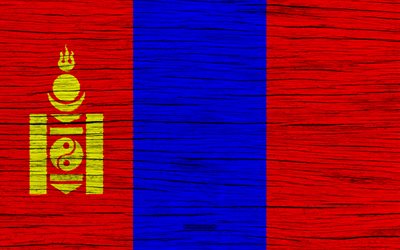 Flag of Mongolia, 4k, Asia, wooden texture, Mongolian flag, national symbols, Mongolia flag, art, Mongolia