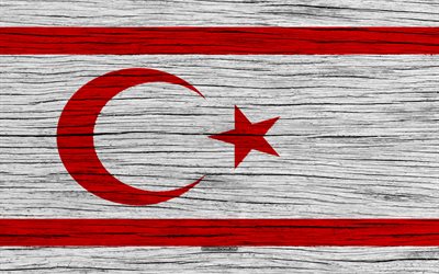 علم قبرص الشمالية, 4k, آسيا, نسيج خشبي, شمال قبرص العلم الوطني, الرموز الوطنية, شمال قبرص العلم, الفن, شمال قبرص