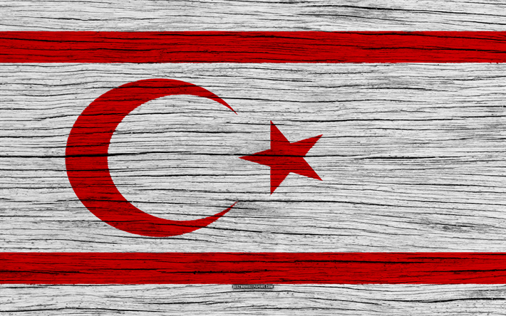Pohjois-Kyproksen lippu, 4k, Aasiassa, puinen rakenne, kansalliset symbolit, art, Pohjois-Kypros