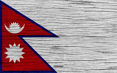 Bandeira do Nepal, 4k, &#193;sia, textura de madeira, De Nepalese bandeira, s&#237;mbolos nacionais, Nepal bandeira, arte, Nepal