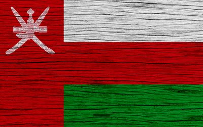 Lippu Oman, 4k, Aasiassa, puinen rakenne, Omanin lippu, kansalliset symbolit, Oman lipun, art, Oman