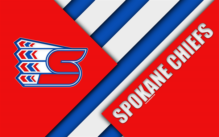 Spokane Chiefs, Spokane, Washington, United States, WHL, 4K, American Hockey Club, material design, logo, red abstraction, Western Hockey League