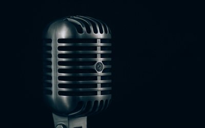 old microphone, 4k, retro, black background, microphone
