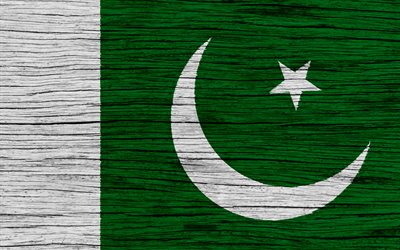 Flag of Pakistan, 4k, Asia, wooden texture, Pakistani flag, national symbols, Pakistan flag, art, Pakistan