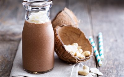 chocolate smoothies, coconut, nuts, healthy drinks, cocoa