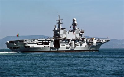 El conde de Cavour, С 550, portaaviones de la Marina italiana, el mar, el gran buque de guerra, Italia